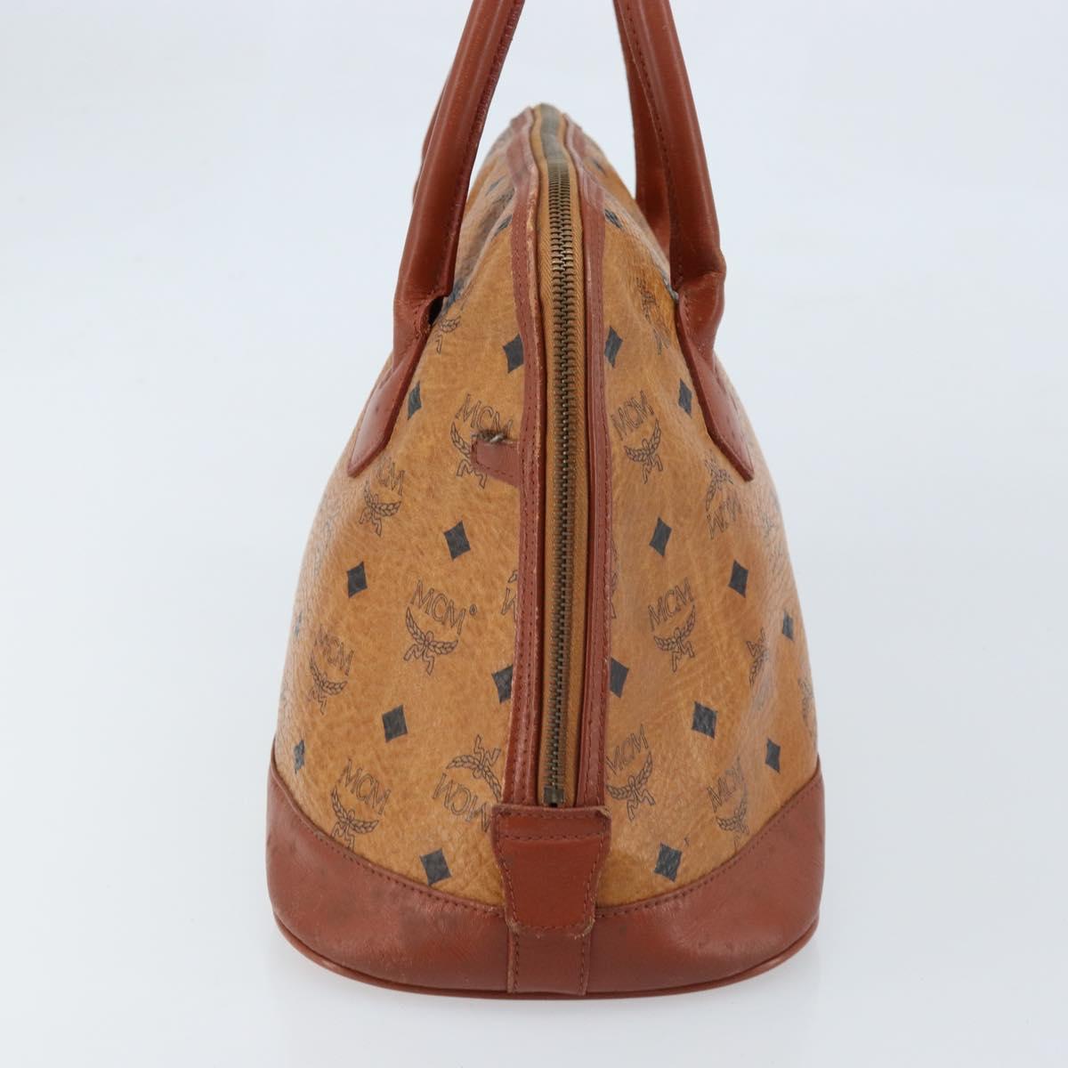MCM Vicetos Logogram Hand Bag PVC Leather Brown Gold Auth gh1798