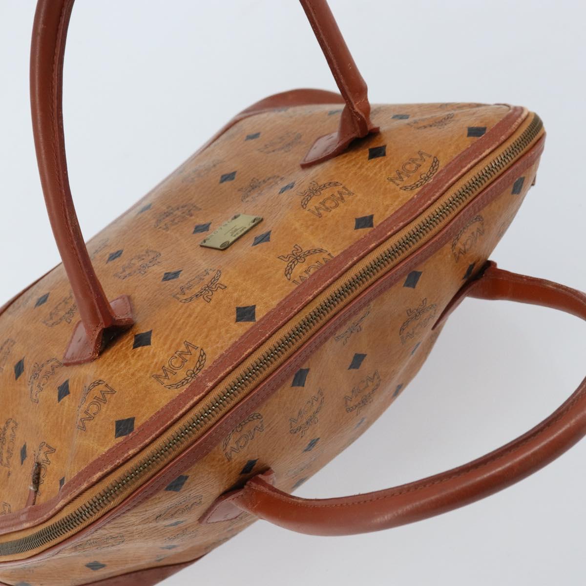 MCM Vicetos Logogram Hand Bag PVC Leather Brown Gold Auth gh1798