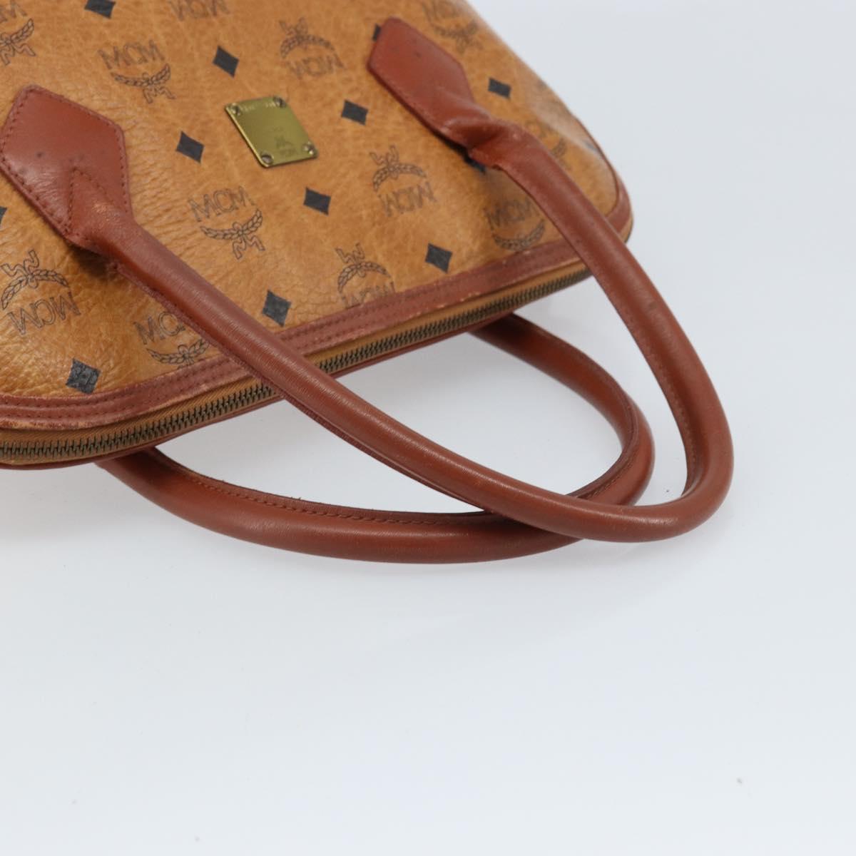 MCM Vicetos Logogram Hand Bag PVC Leather Brown Gold Auth gh1798