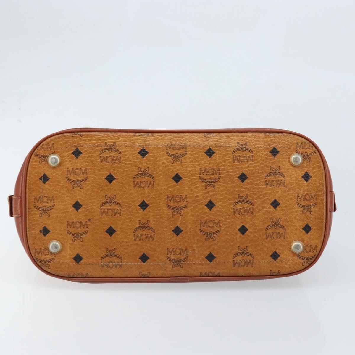 MCM Vicetos Logogram Hand Bag PVC Leather Brown Gold Auth gh1798