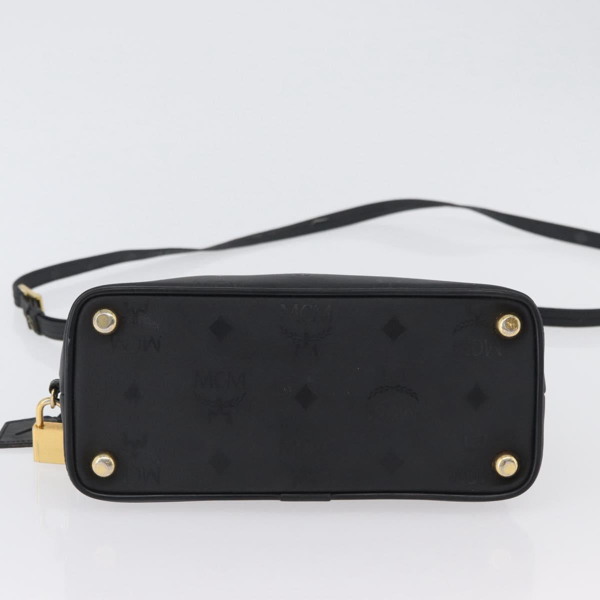 MCM Logogram Vicetos Hand Bag PVC 2way Black Gold Auth gh1799