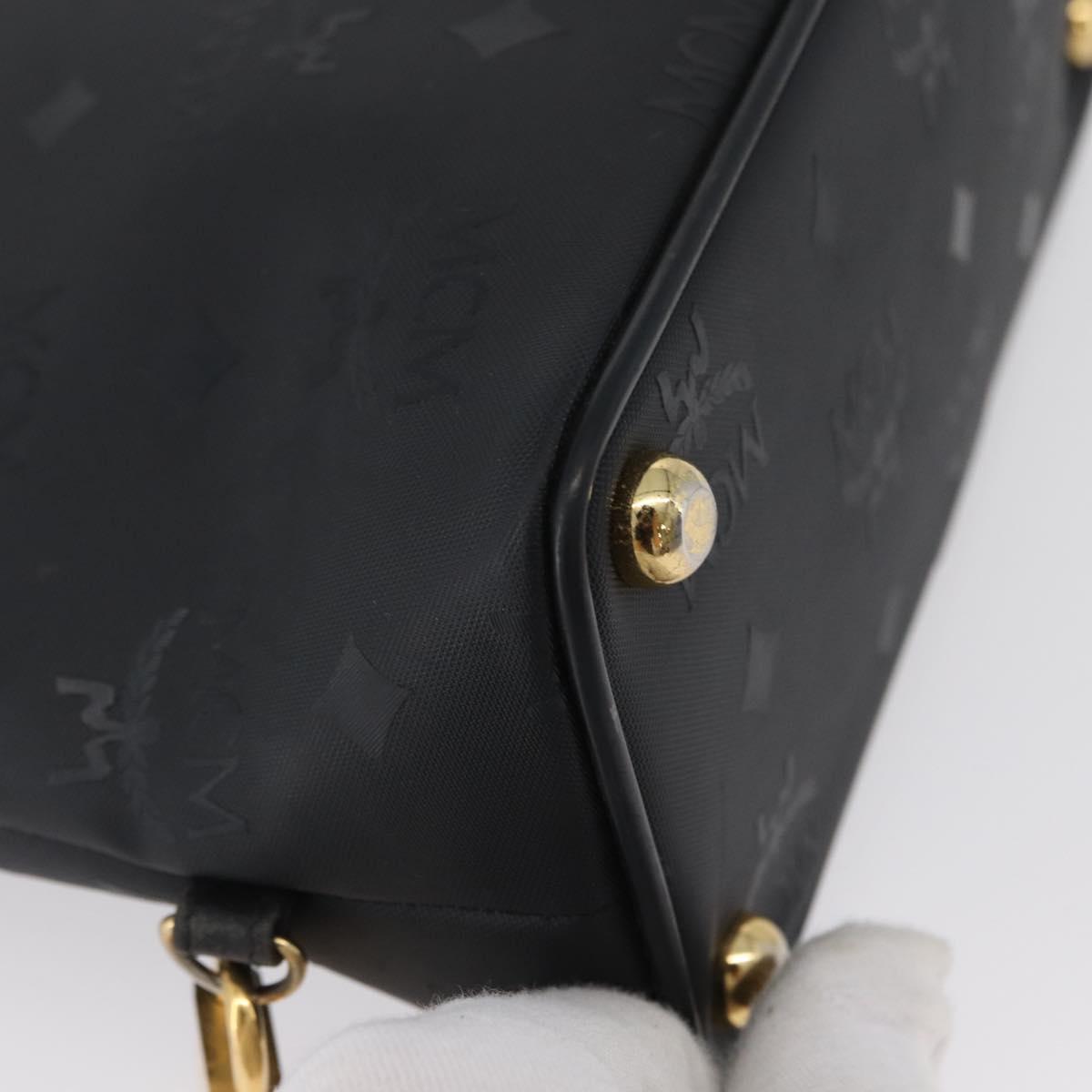 MCM Logogram Vicetos Hand Bag PVC 2way Black Gold Auth gh1799
