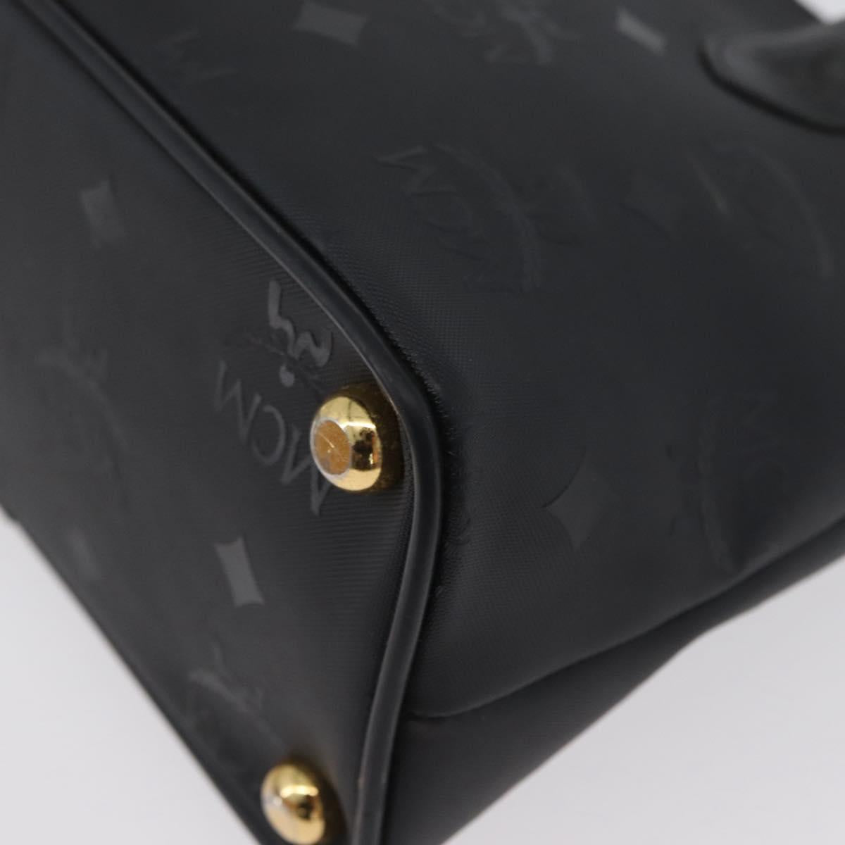 MCM Logogram Vicetos Hand Bag PVC 2way Black Gold Auth gh1799