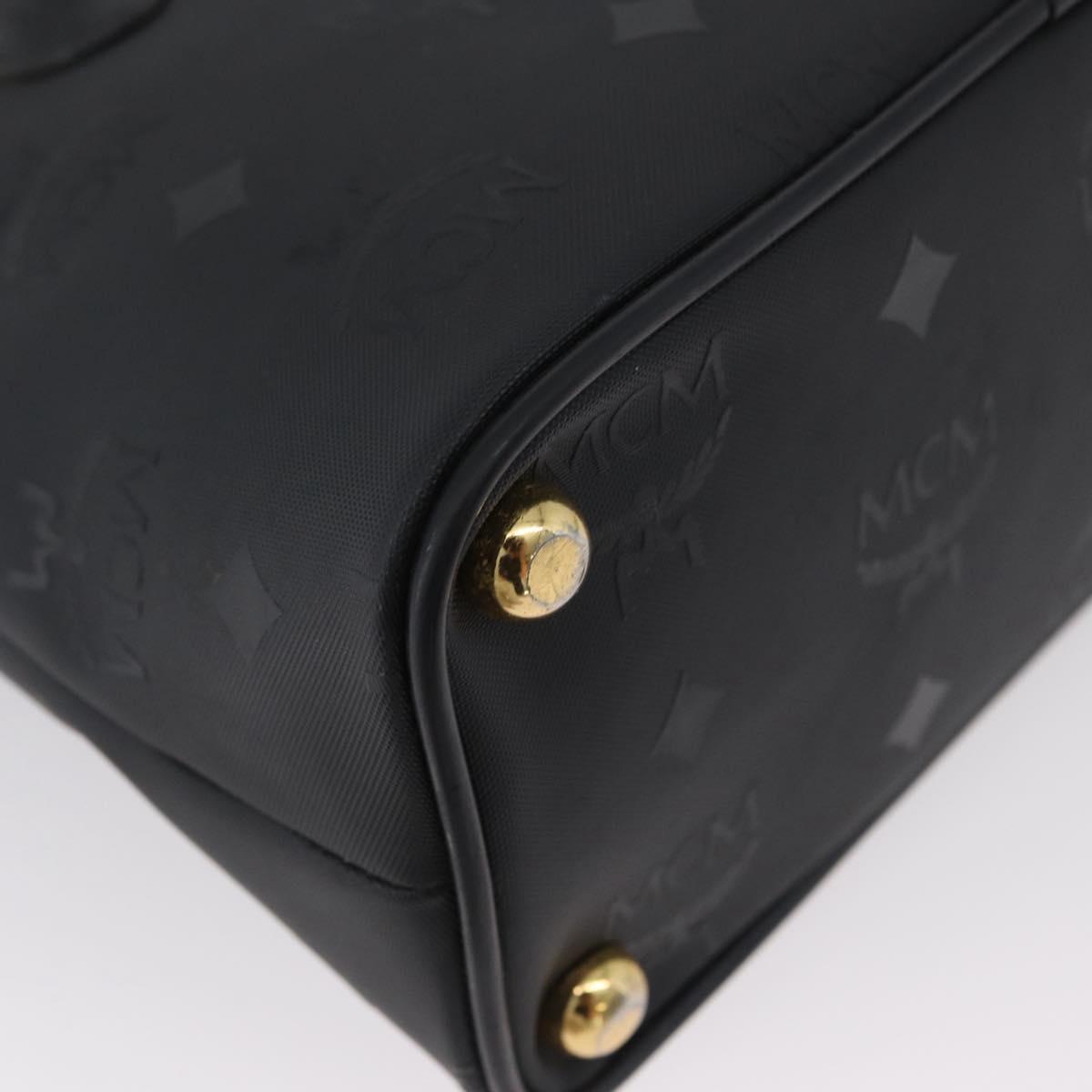 MCM Logogram Vicetos Hand Bag PVC 2way Black Gold Auth gh1799