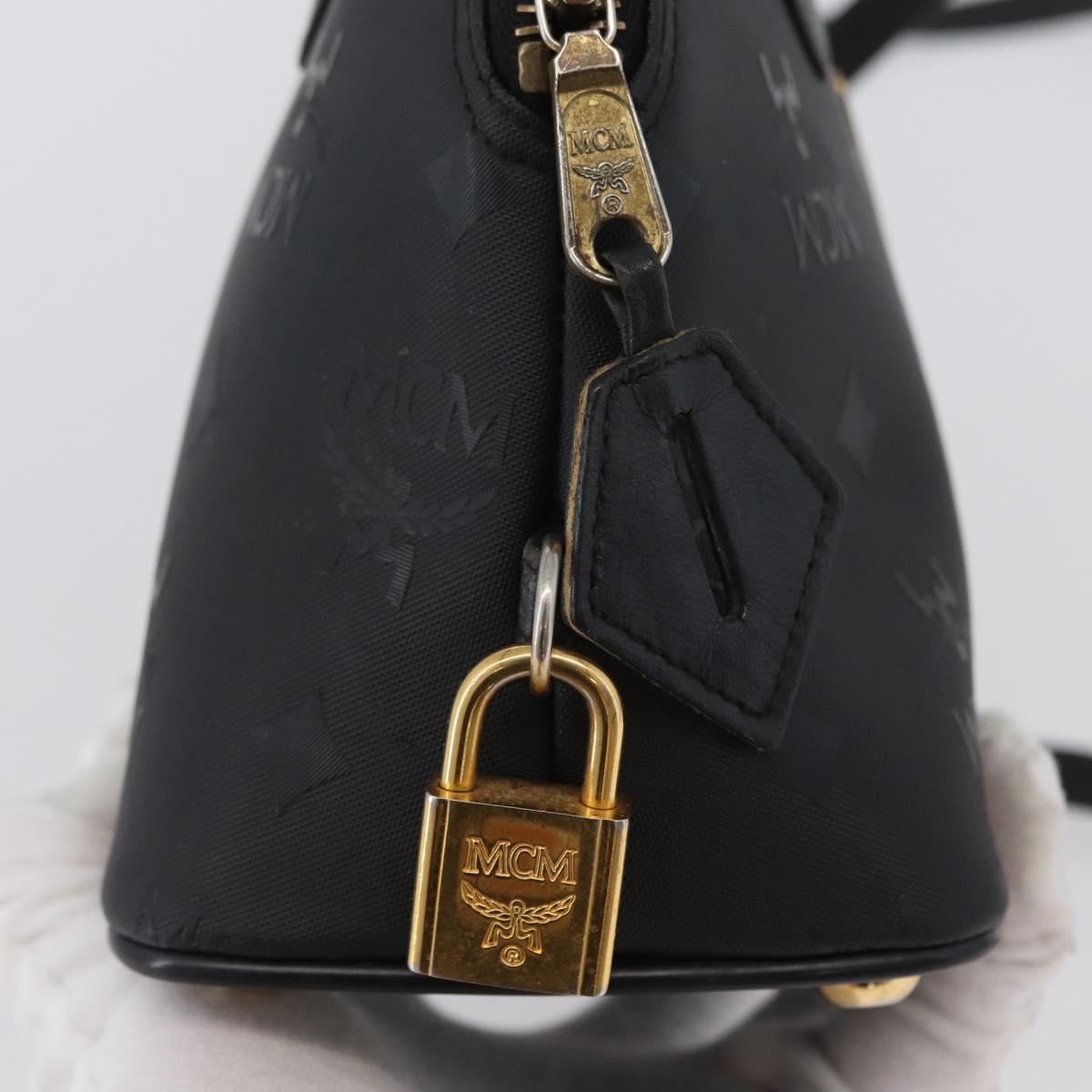 MCM Logogram Vicetos Hand Bag PVC 2way Black Gold Auth gh1799