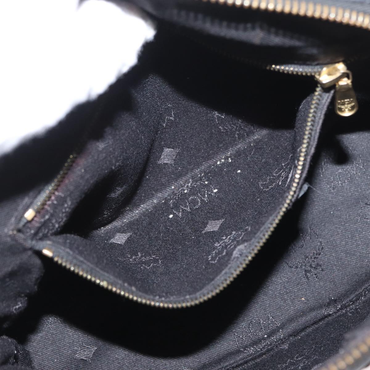 MCM Logogram Vicetos Hand Bag PVC 2way Black Gold Auth gh1799
