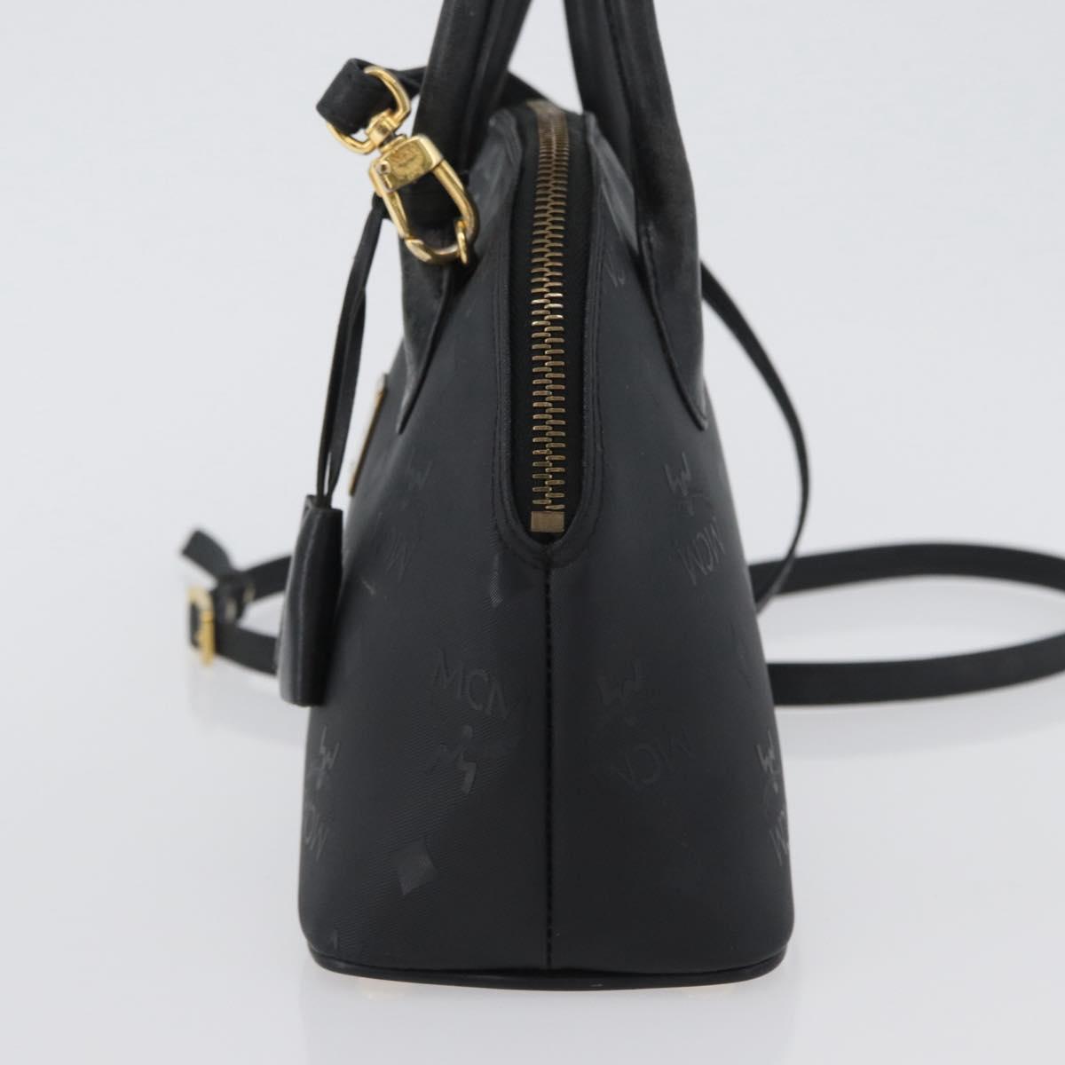 MCM Logogram Vicetos Hand Bag PVC 2way Black Gold Auth gh1799