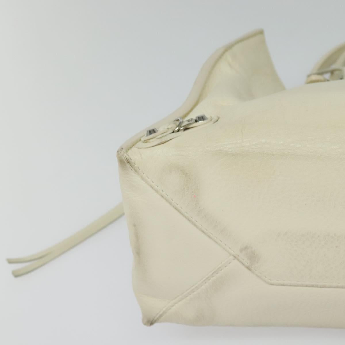 BALENCIAGA Paper mini Hand Bag Leather 2way White Silver 370926 Auth gh180