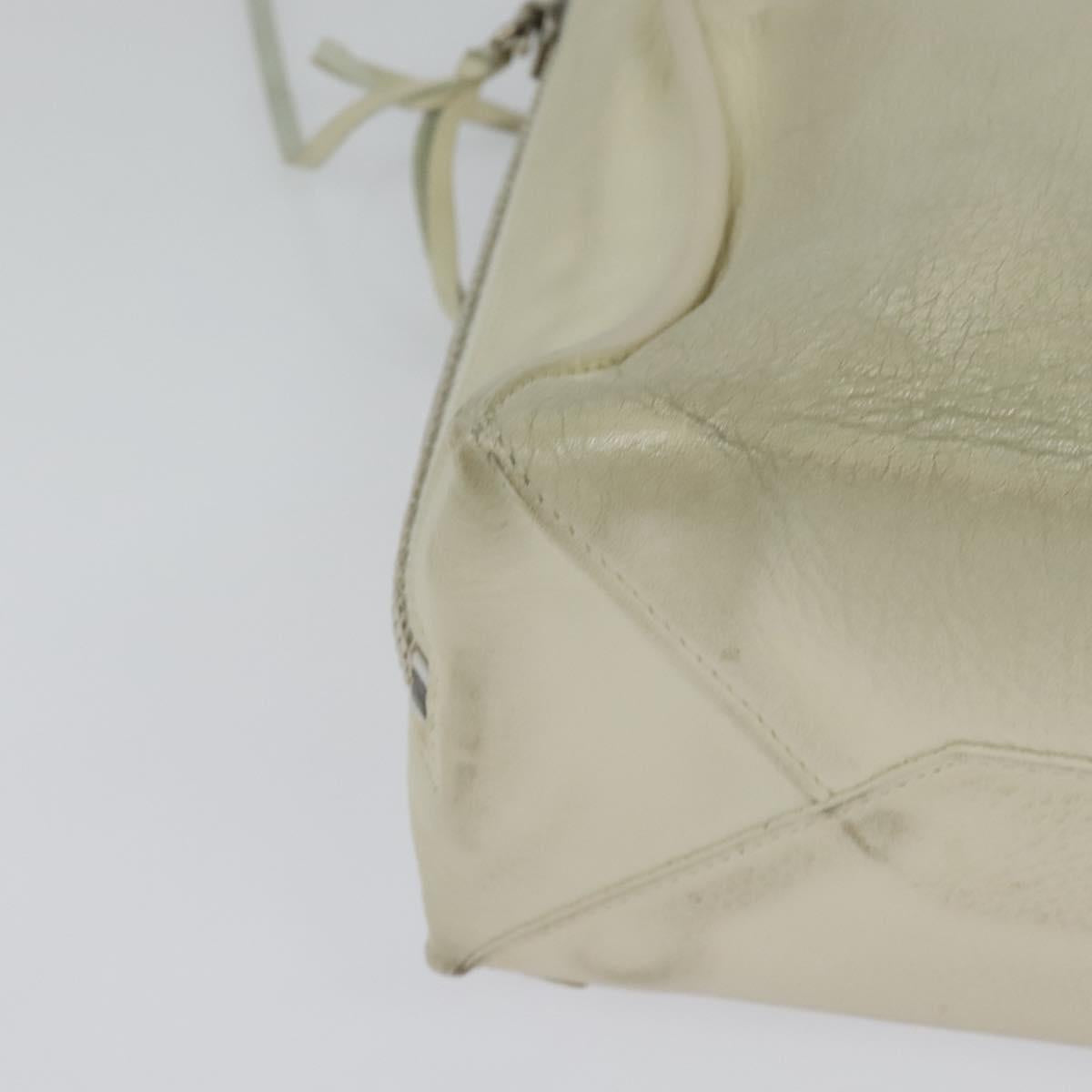 BALENCIAGA Paper mini Hand Bag Leather 2way White Silver 370926 Auth gh180