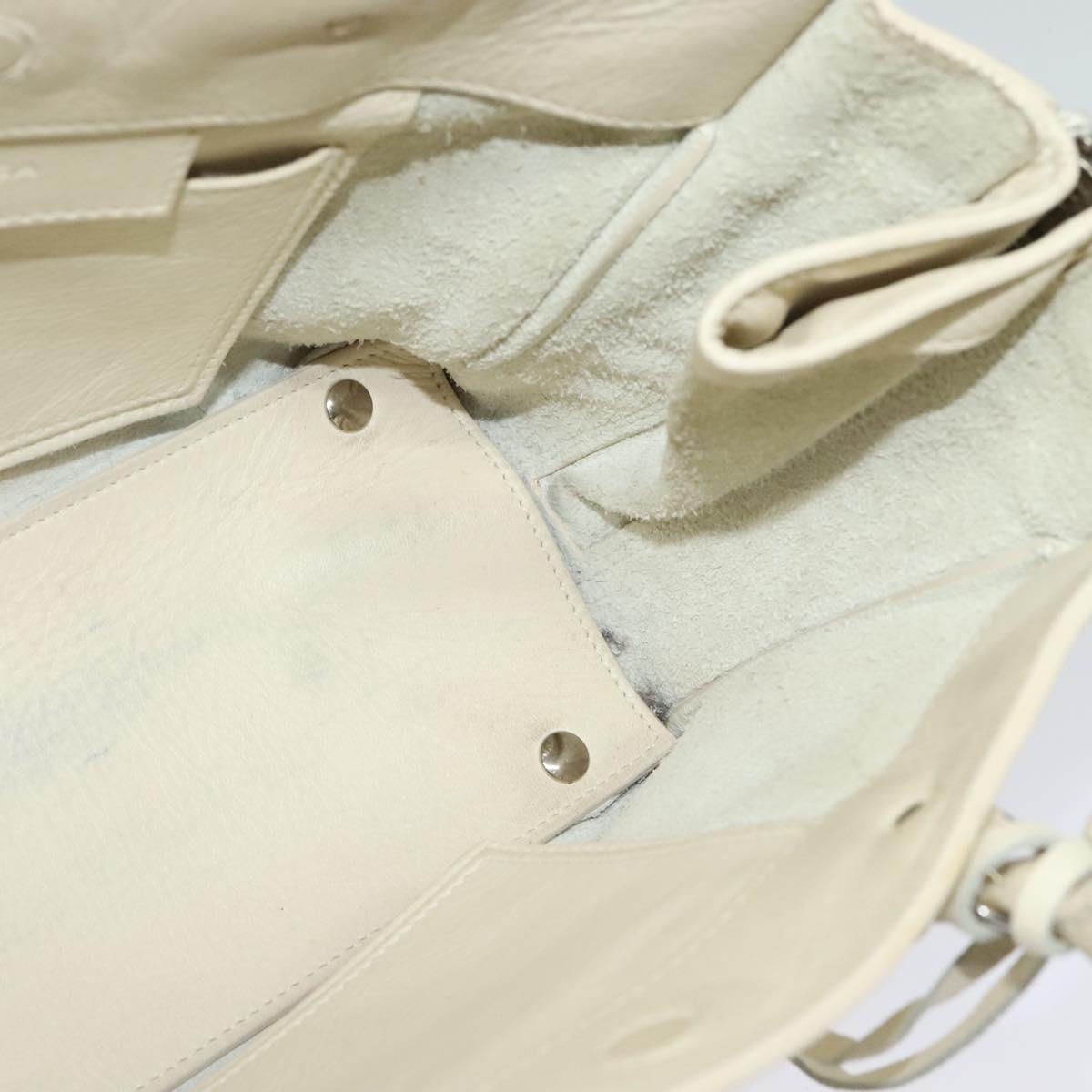 BALENCIAGA Paper mini Hand Bag Leather 2way White Silver 370926 Auth gh180