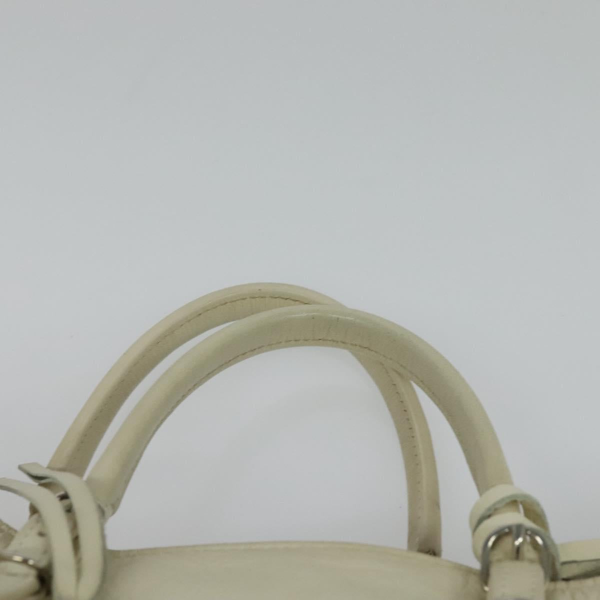 BALENCIAGA Paper mini Hand Bag Leather 2way White Silver 370926 Auth gh180