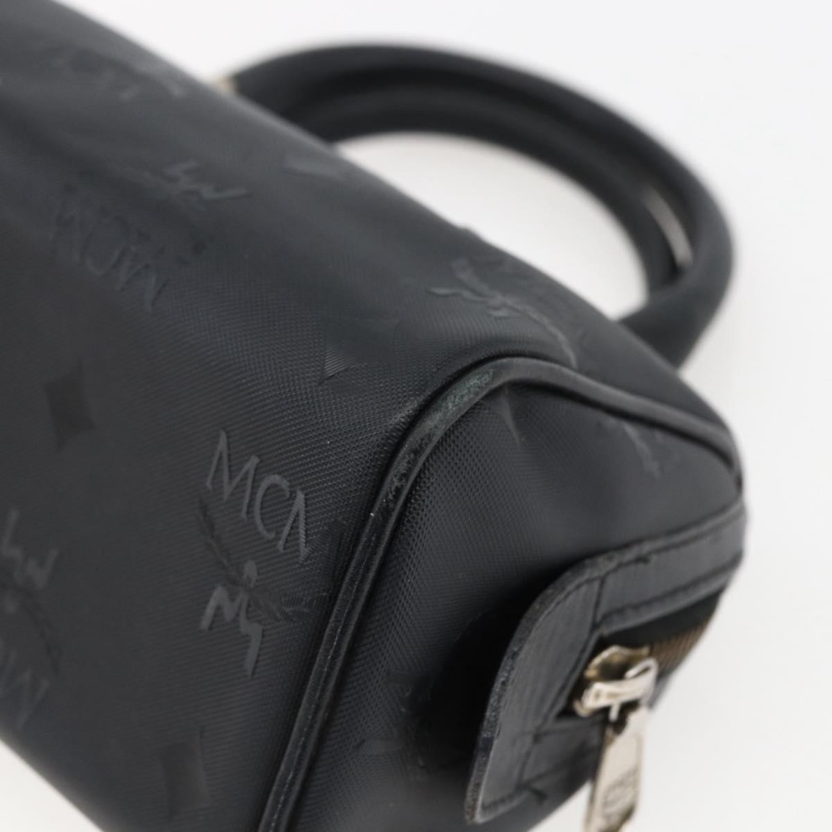MCM Logogram Vicetos Mini Boston Bag PVC Black Gold Auth gh1800