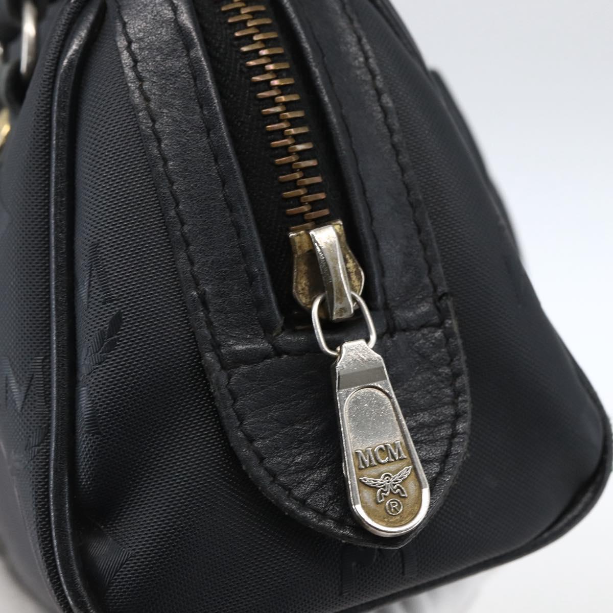 MCM Logogram Vicetos Mini Boston Bag PVC Black Gold Auth gh1800