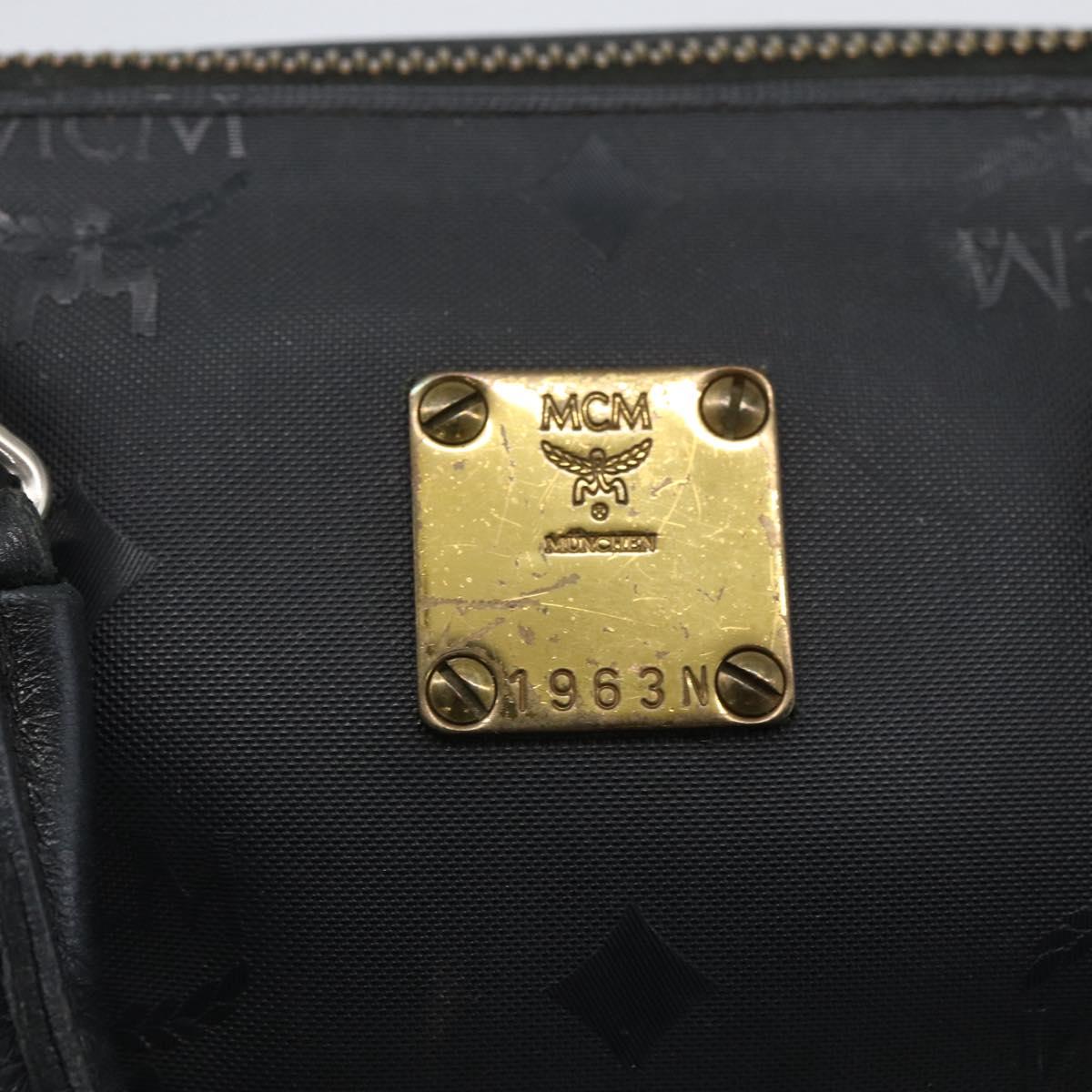 MCM Logogram Vicetos Mini Boston Bag PVC Black Gold Auth gh1800