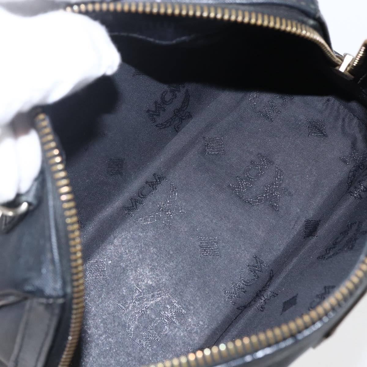 MCM Logogram Vicetos Mini Boston Bag PVC Black Gold Auth gh1800