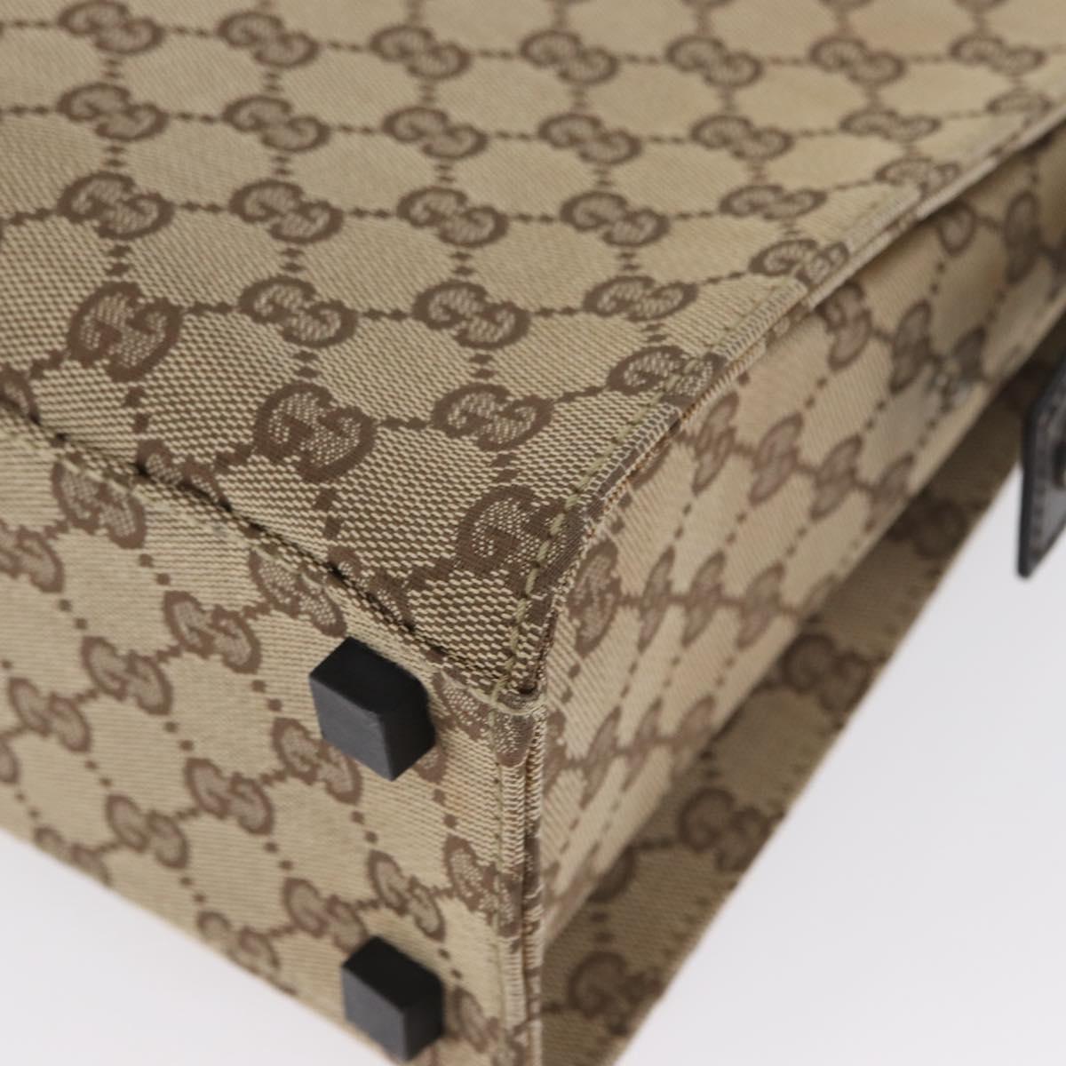 GUCCI GG Canvas Business Bag Beige Silver 015 3707 Auth gh1806