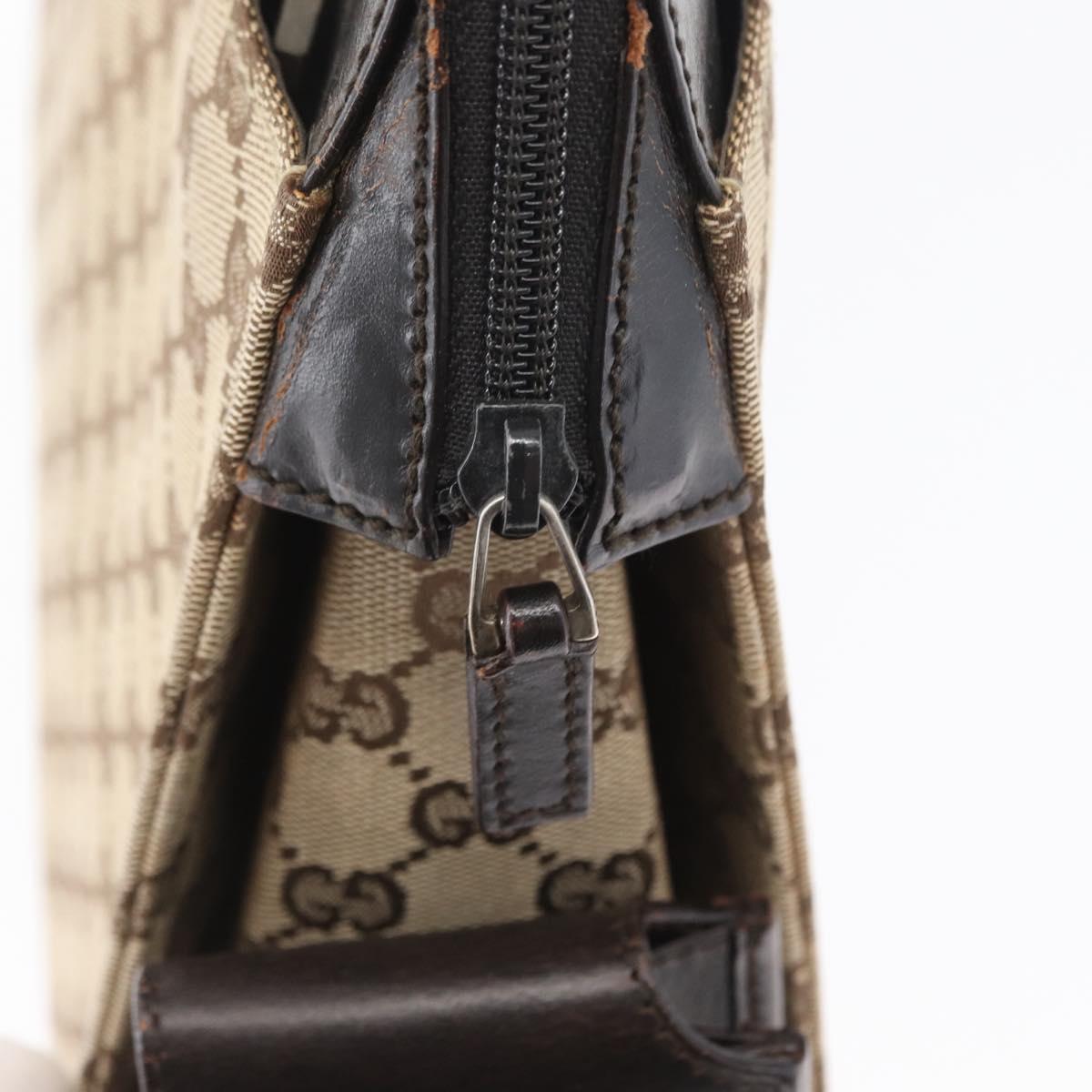 GUCCI GG Canvas Business Bag Beige Silver 015 3707 Auth gh1806