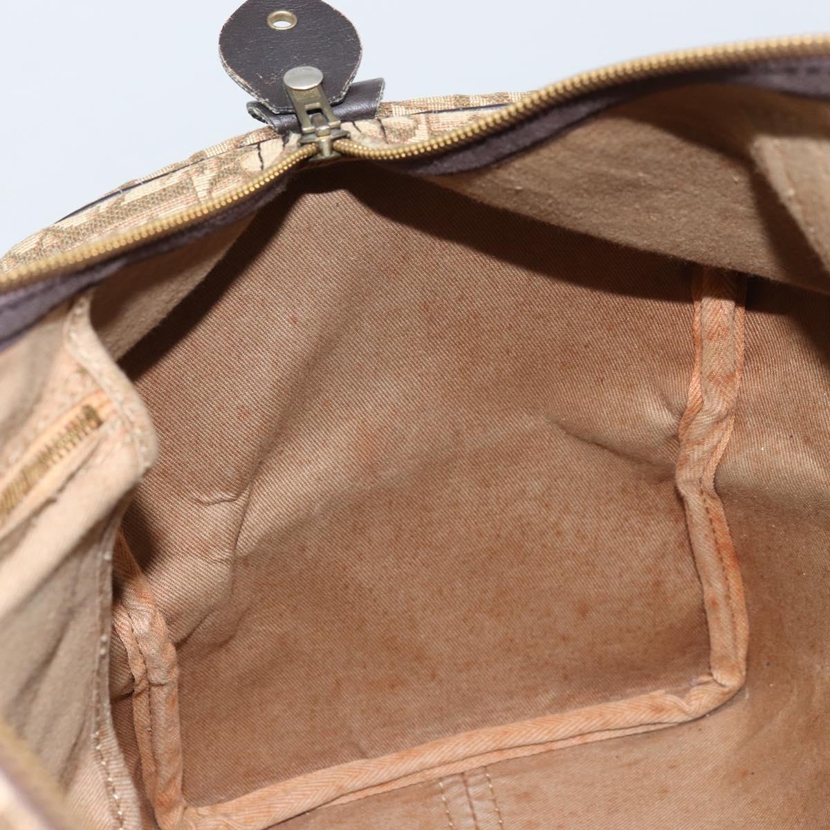 Christian Dior Trotter Canvas Boston Bag Beige Gold Auth gh1809