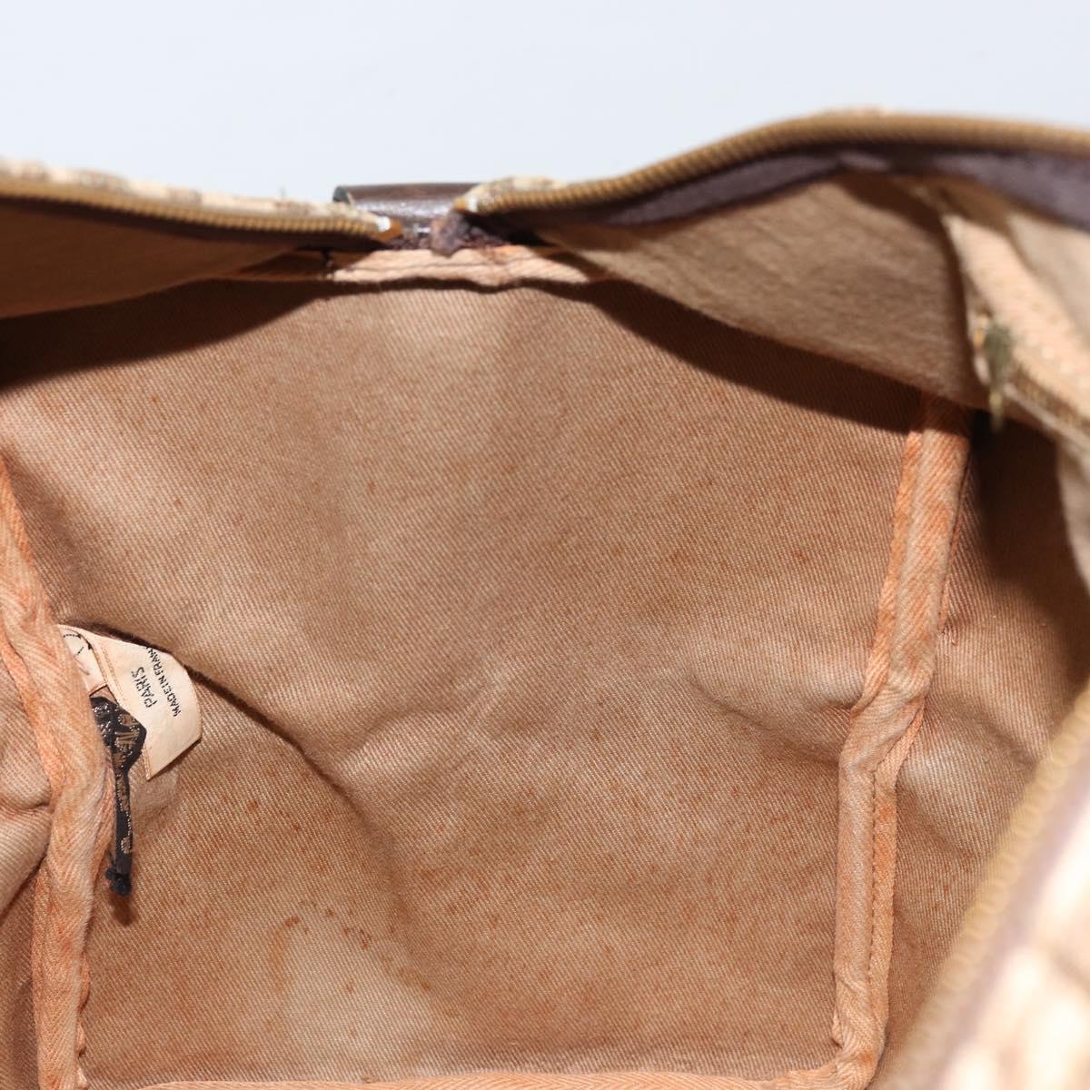 Christian Dior Trotter Canvas Boston Bag Beige Gold Auth gh1809