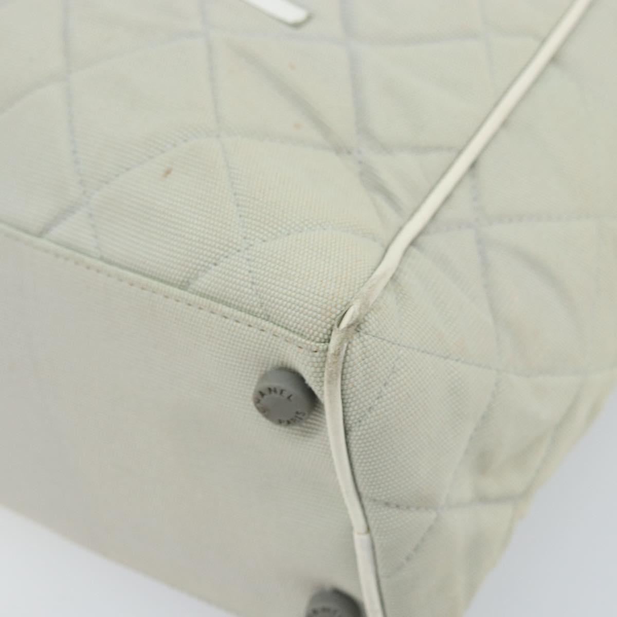 CHANEL Matelasse Hand Bag Canvas Gray Silver CC Auth gh1814
