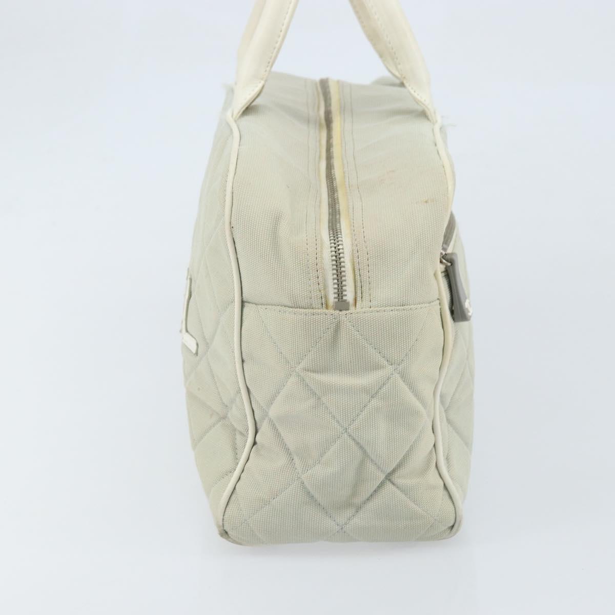 CHANEL Matelasse Hand Bag Canvas Gray Silver CC Auth gh1814