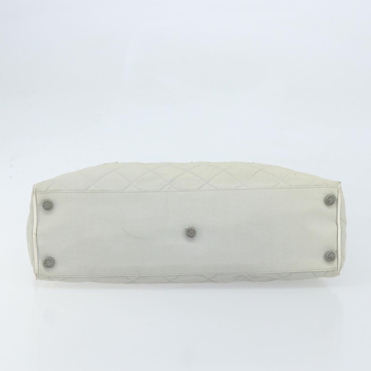 CHANEL Matelasse Hand Bag Canvas Gray Silver CC Auth gh1814
