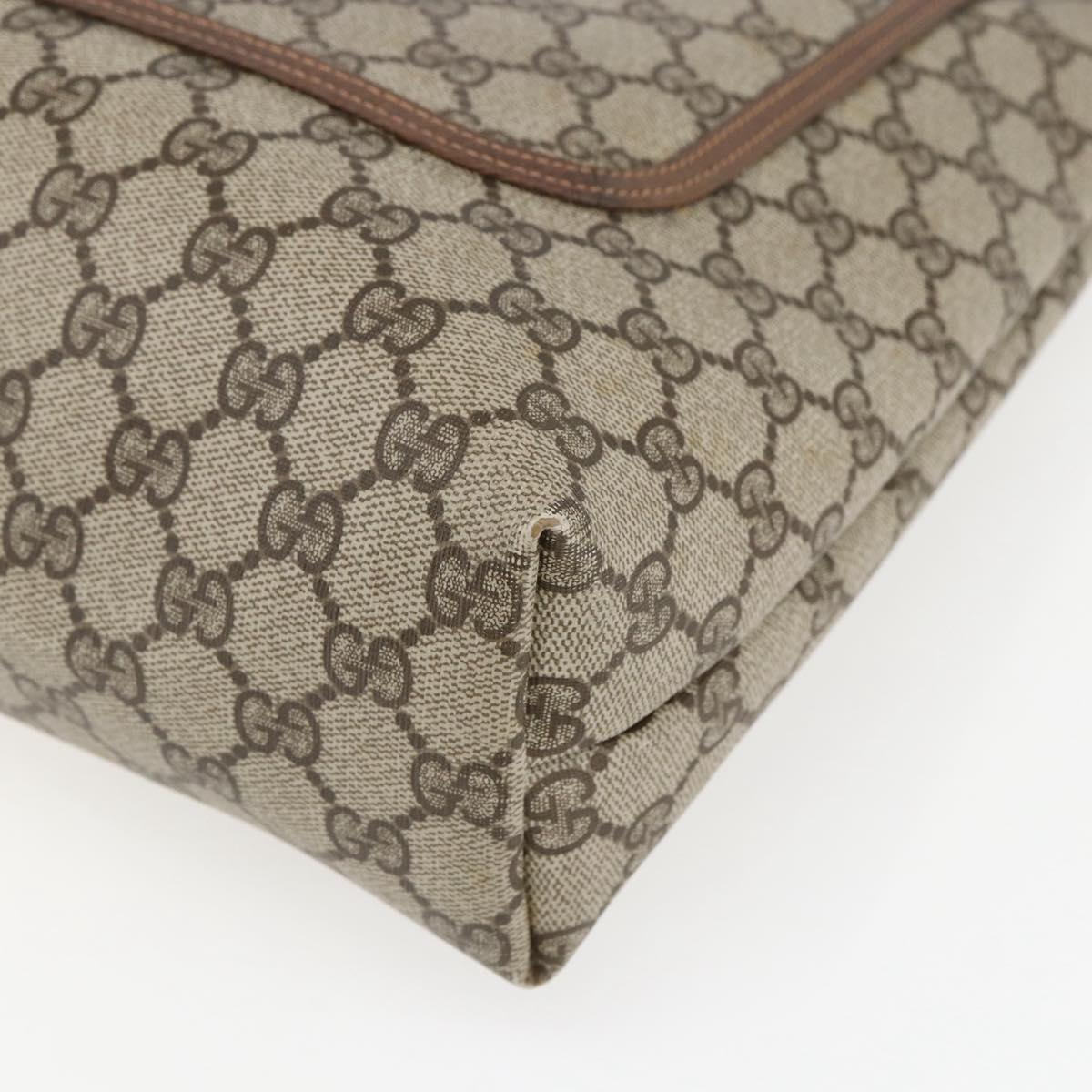 GUCCI GG Supreme Web Sherry Line Tote Bag PVC Beige Gold Auth gh1816