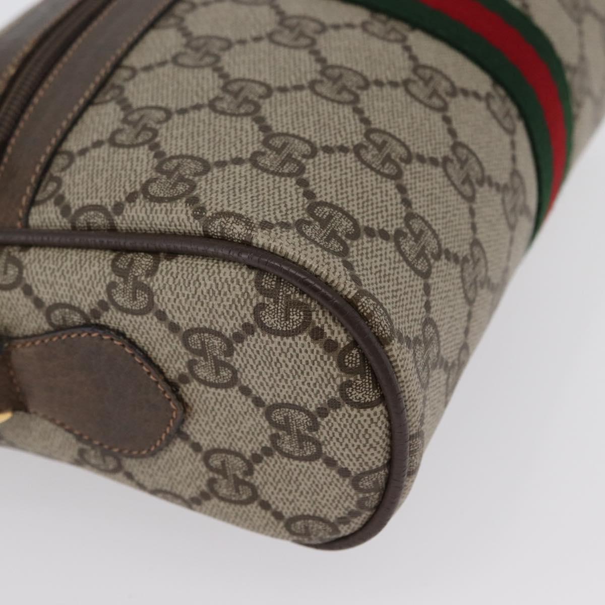 GUCCI GG Supreme Web Sherry Line Bag PVC Beige Gold 56 02 004 Auth gh1818