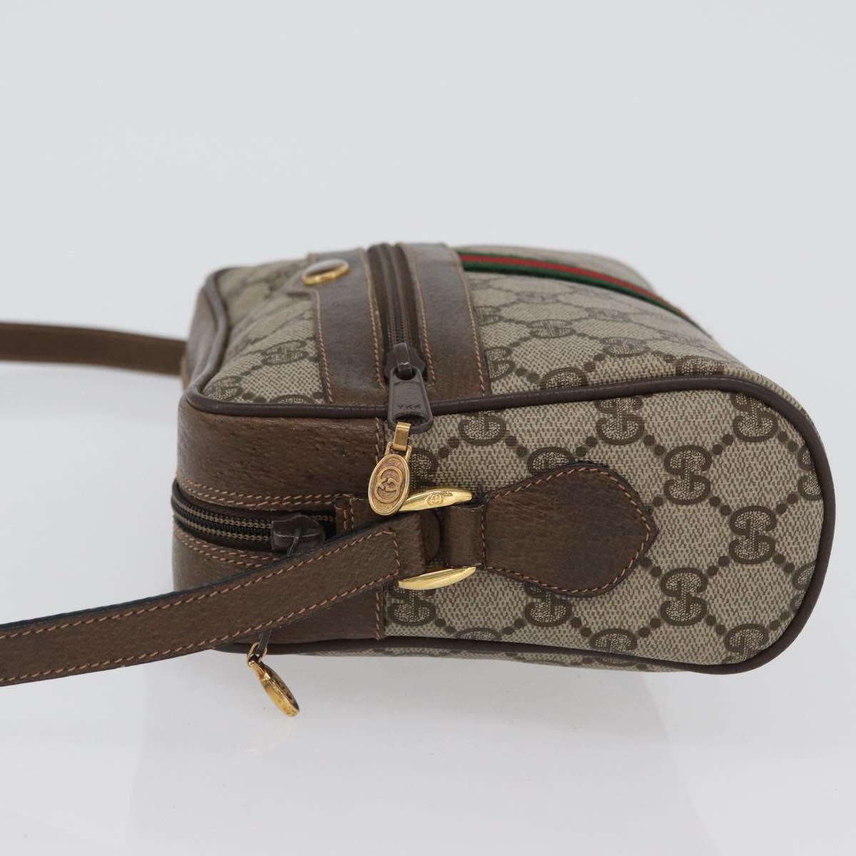 GUCCI GG Supreme Web Sherry Line Bag PVC Beige Gold 56 02 004 Auth gh1818