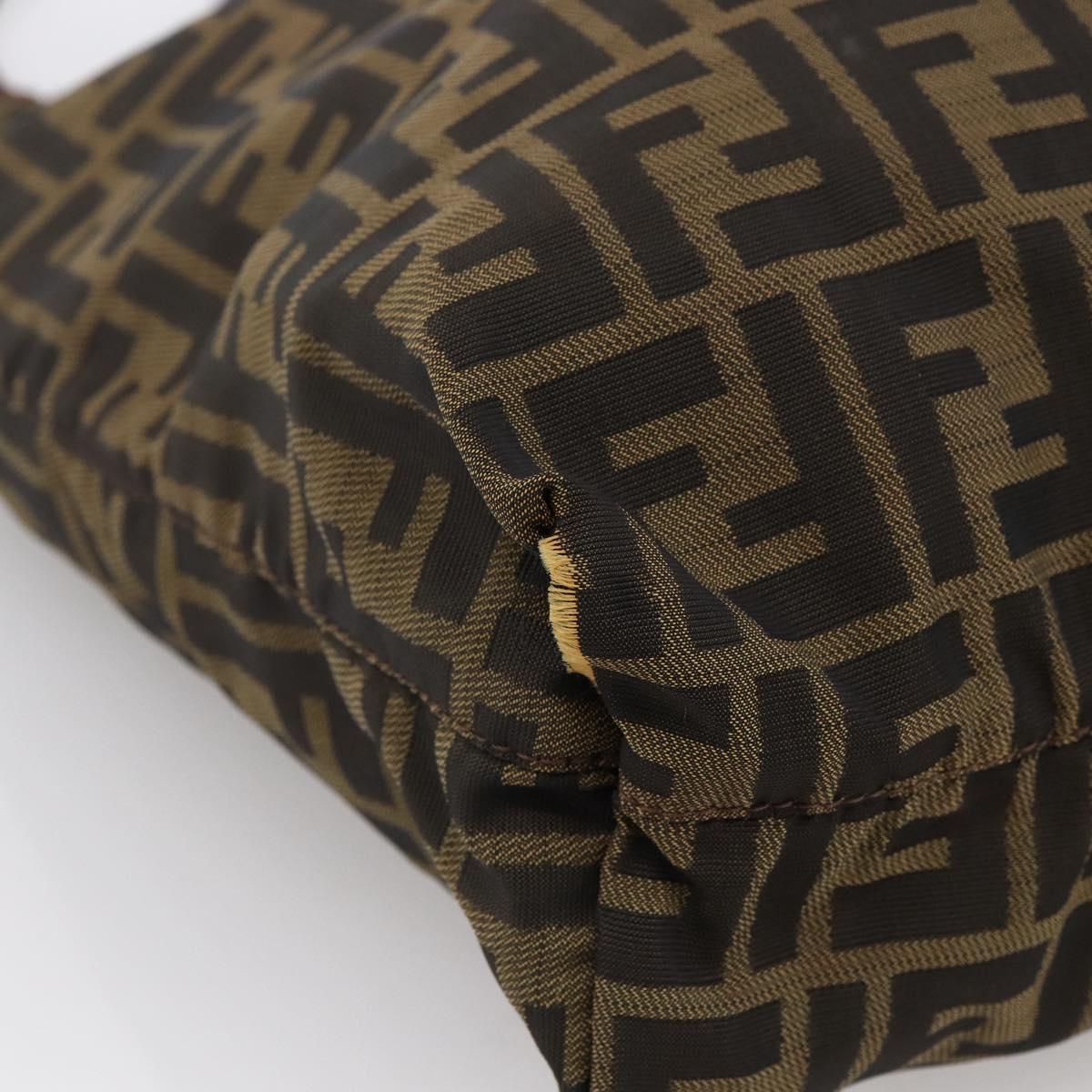 FENDI Zucca Canvas Tote Bag Brown Black Auth gh1821