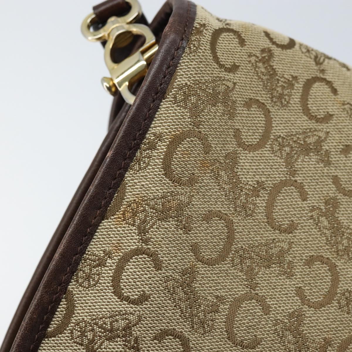 CELINE C Sulky Shoulder Bag Canvas Beige Gold Auth gh1822