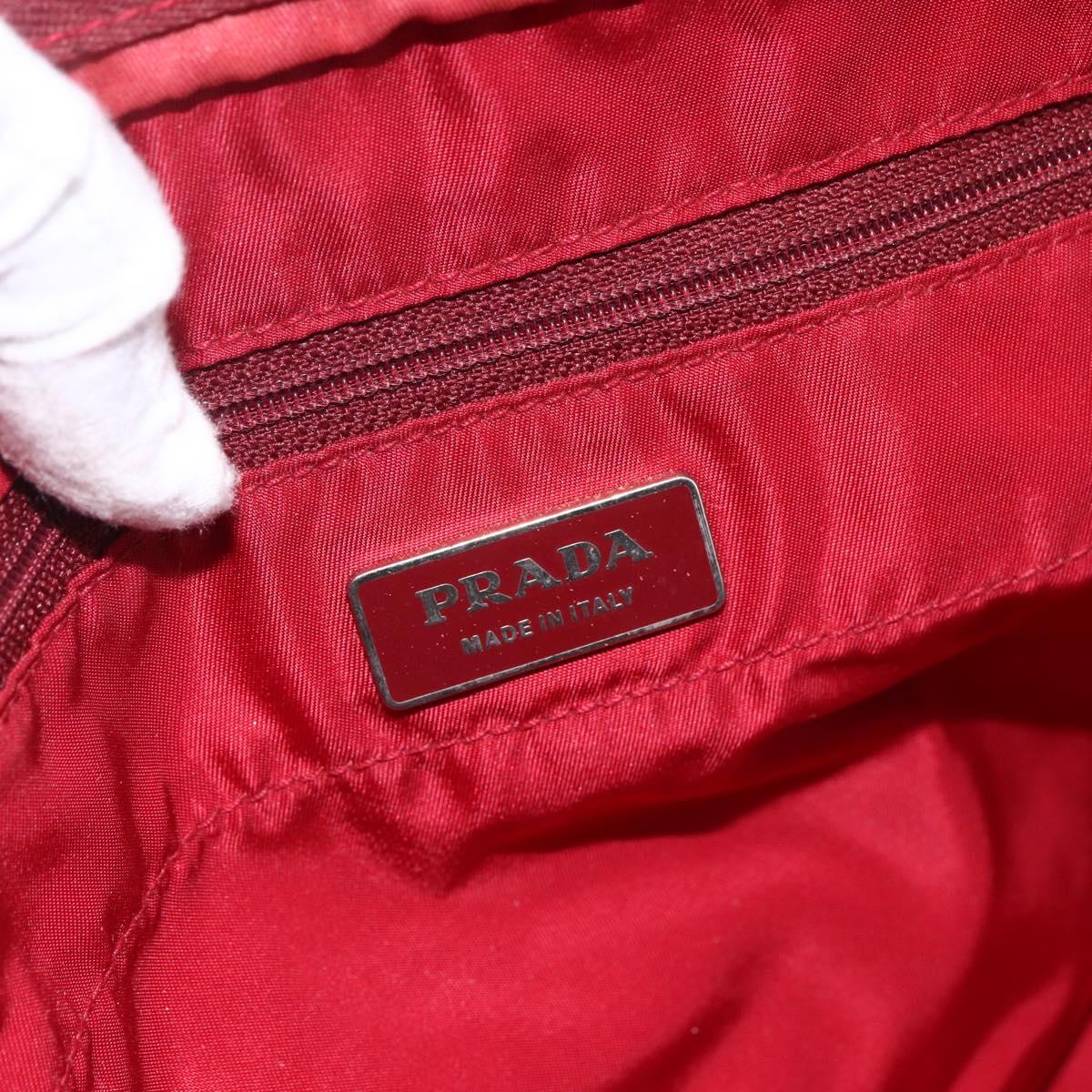 PRADA Tote Bag Nylon Red Silver Auth gh1824