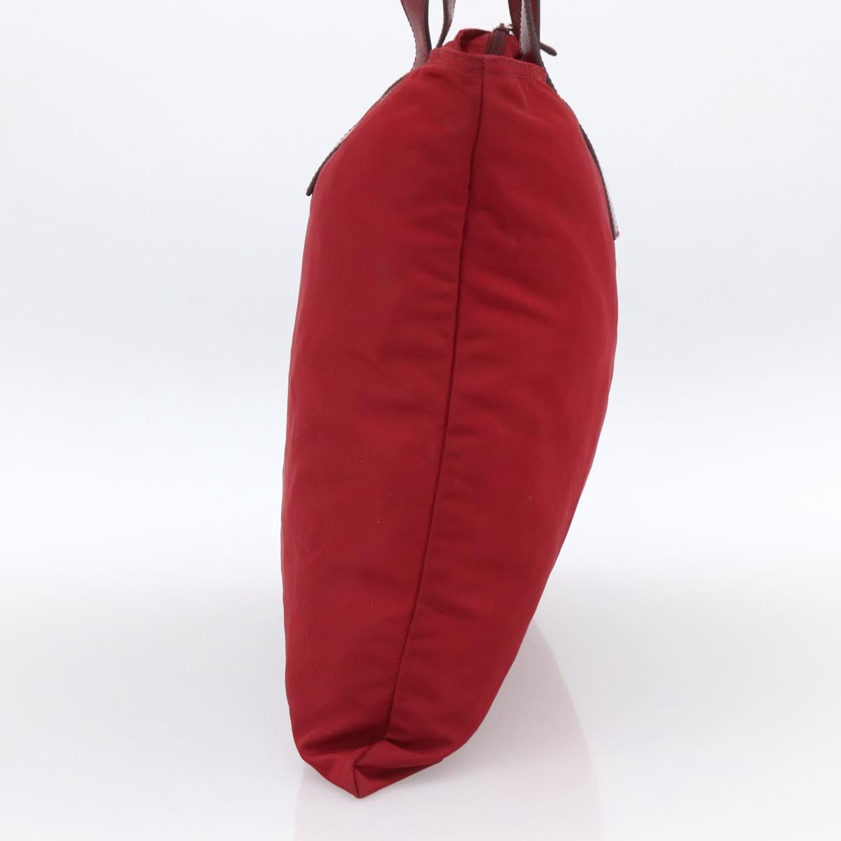 PRADA Tote Bag Nylon Red Silver Auth gh1824