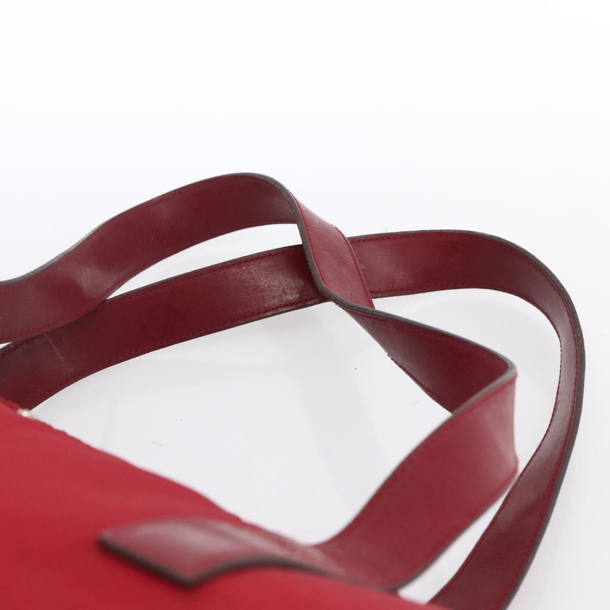 PRADA Tote Bag Nylon Red Silver Auth gh1824