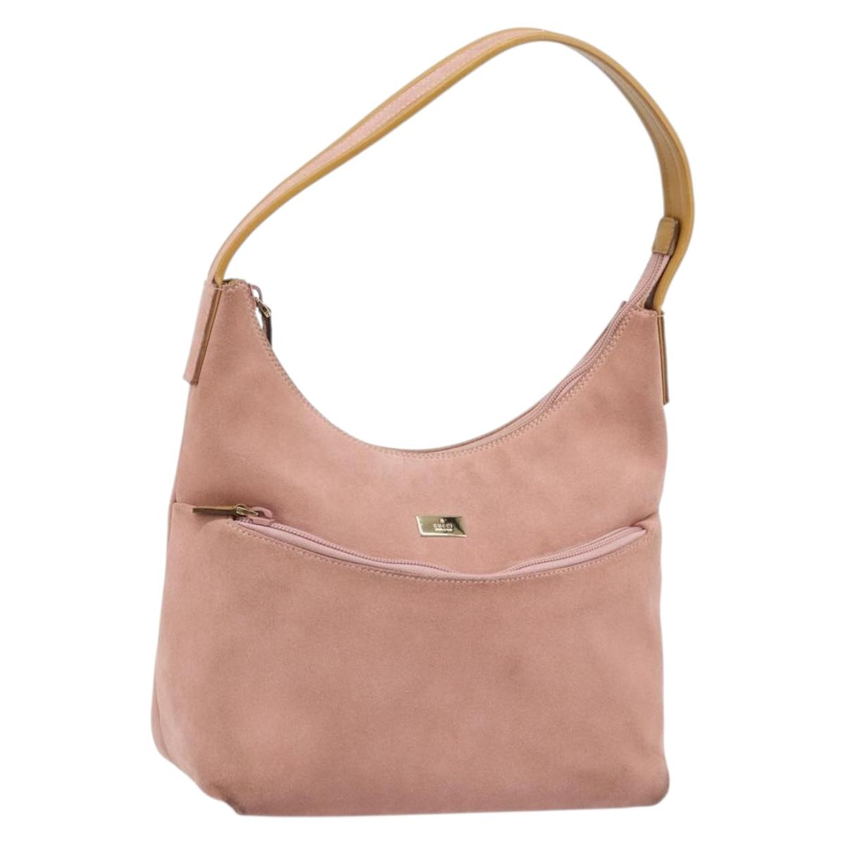 GUCCI Shoulder Bag Suede Pink Gold 001 3386 1705 Auth gh1825