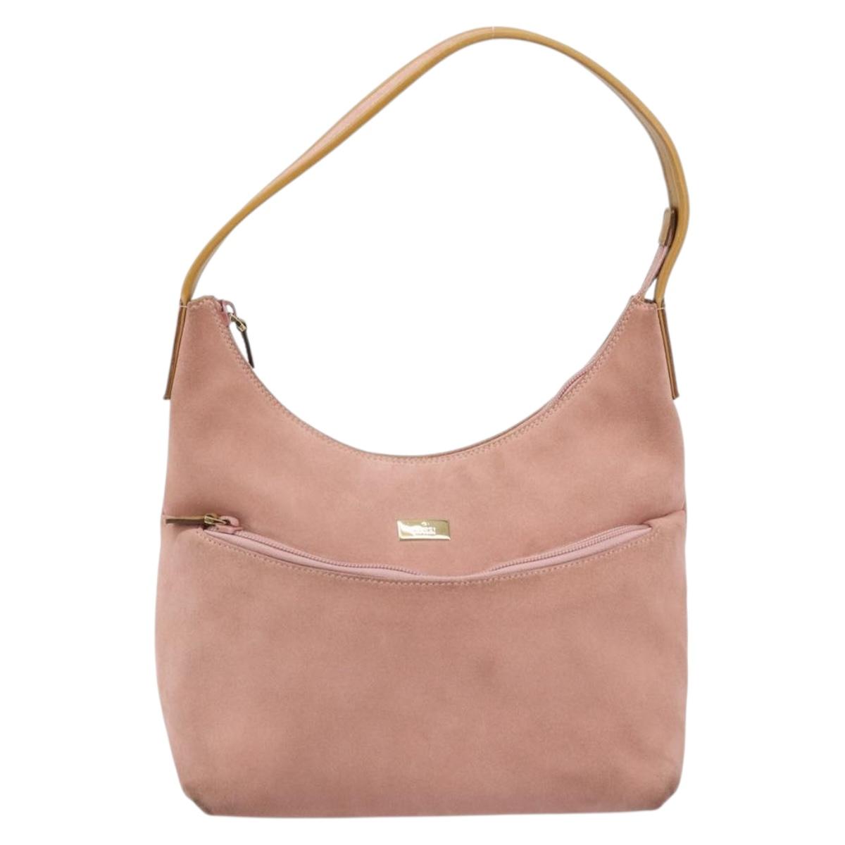 GUCCI Shoulder Bag Suede Pink Gold 001 3386 1705 Auth gh1825