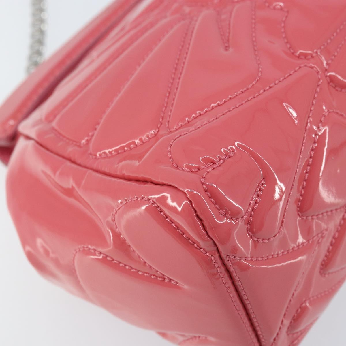 Miu Miu Chain Shoulder Bag Patent leather Pink Silver Auth gh1826