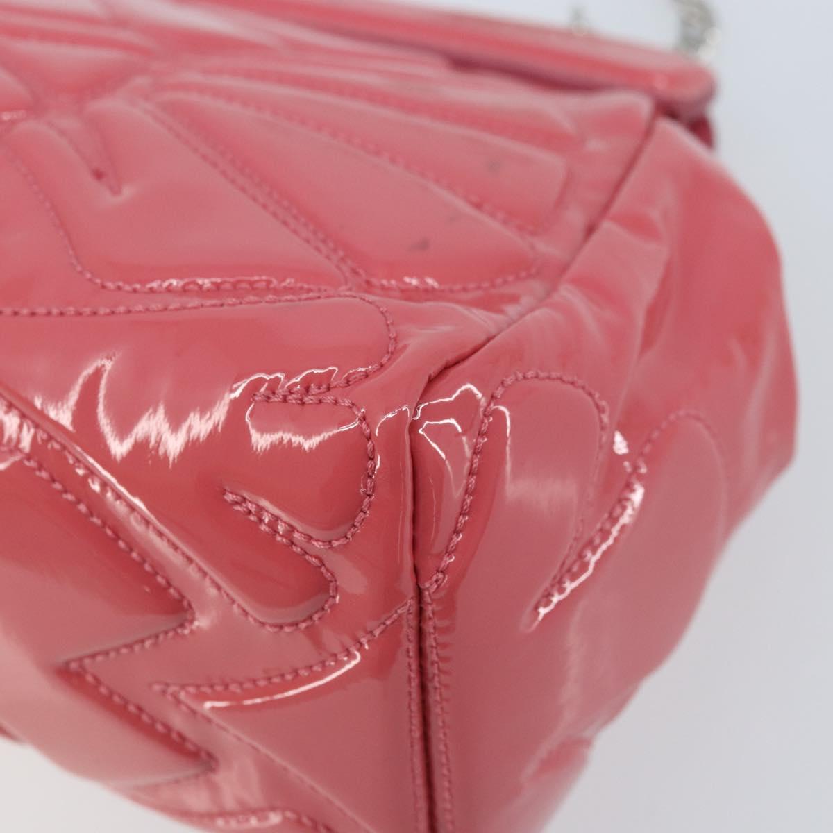 Miu Miu Chain Shoulder Bag Patent leather Pink Silver Auth gh1826