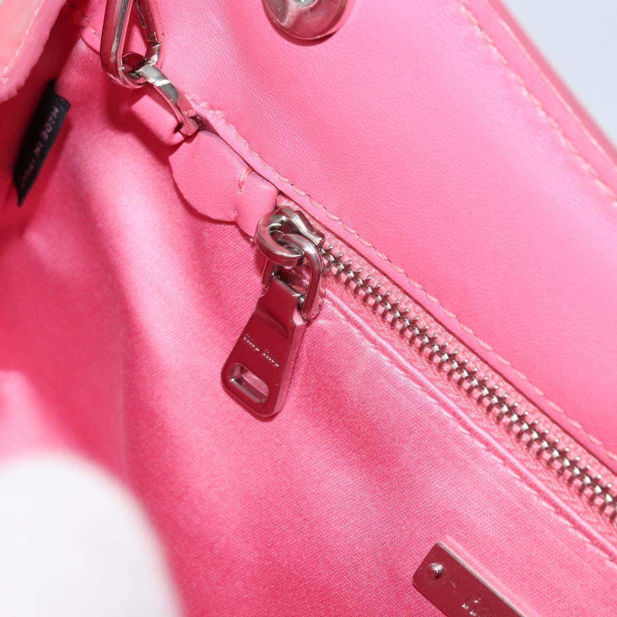 Miu Miu Chain Shoulder Bag Patent leather Pink Silver Auth gh1826