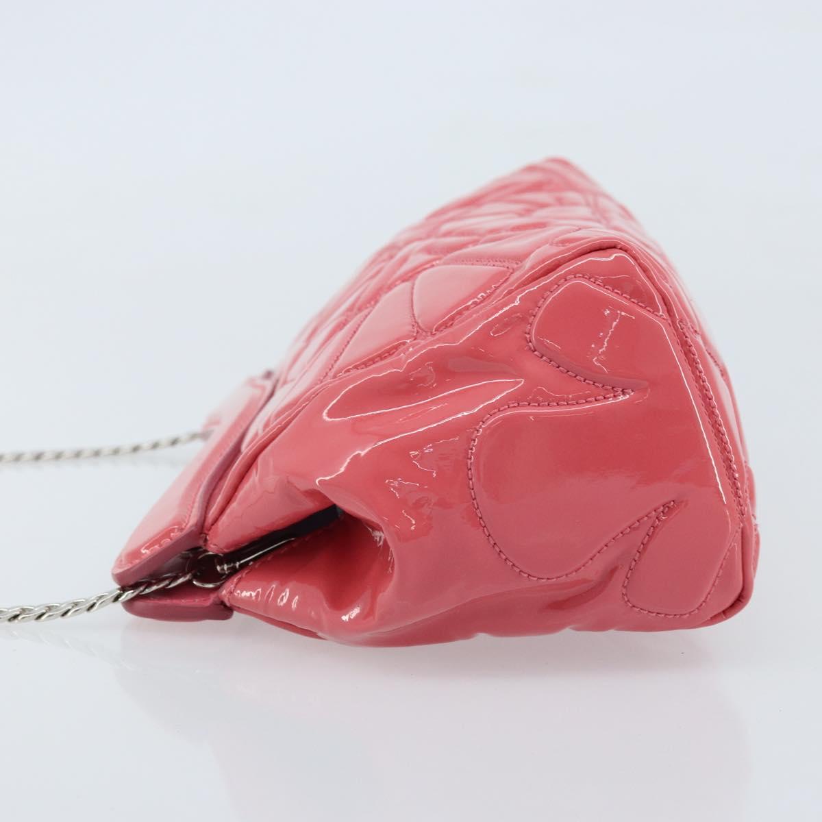 Miu Miu Chain Shoulder Bag Patent leather Pink Silver Auth gh1826