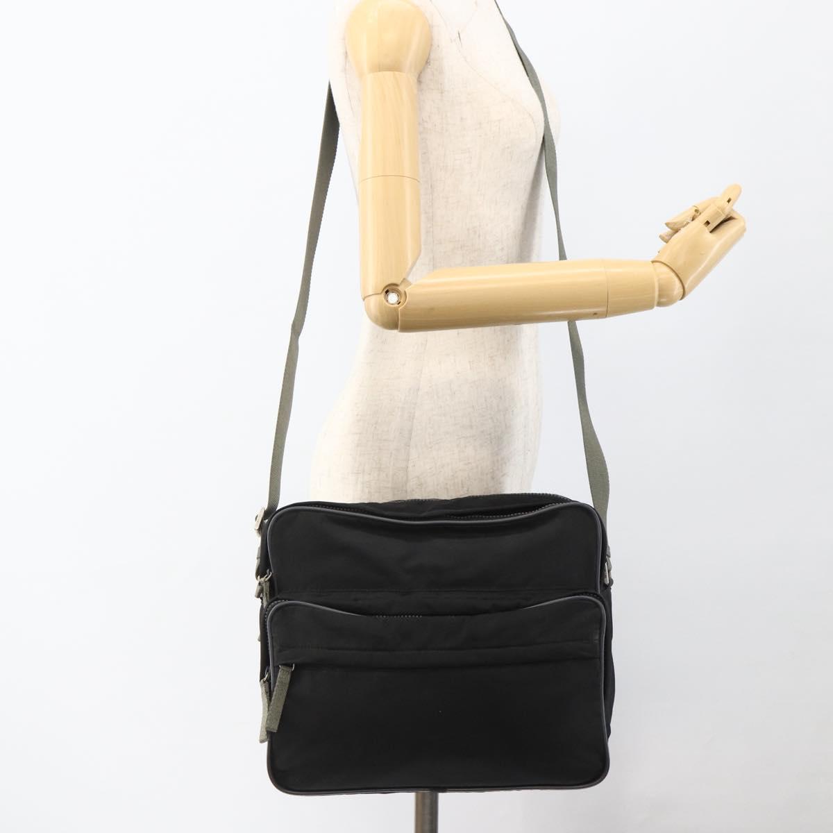 PRADA Sports Shoulder Bag Nylon Black Silver Auth gh1828