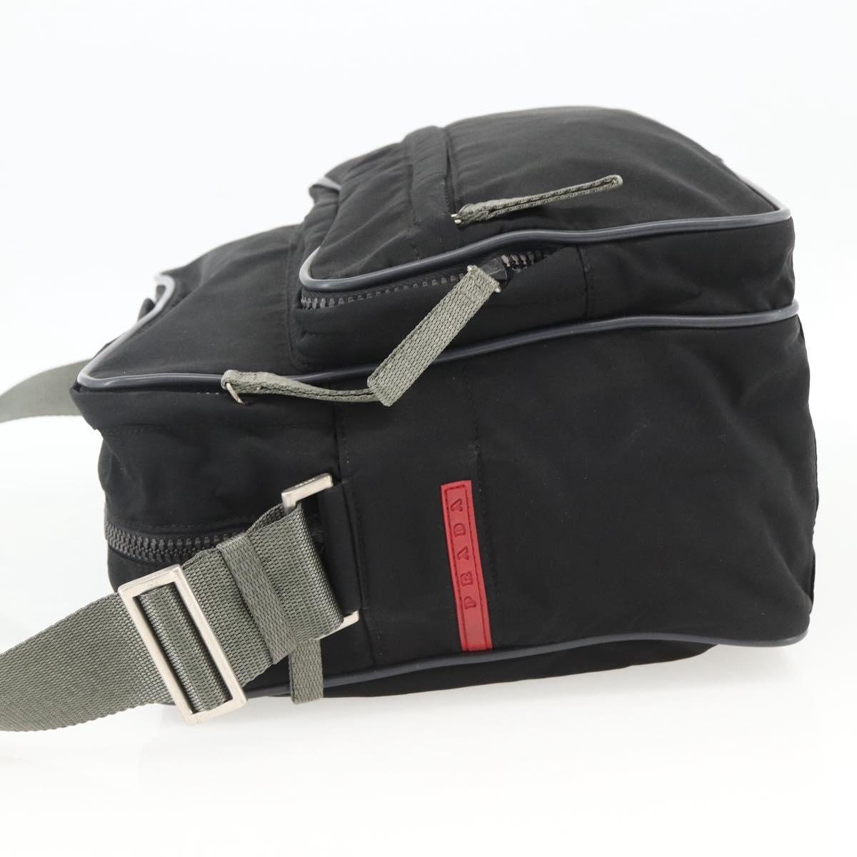 PRADA Sports Shoulder Bag Nylon Black Silver Auth gh1828