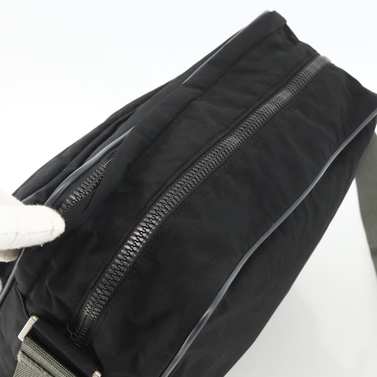PRADA Sports Shoulder Bag Nylon Black Silver Auth gh1828