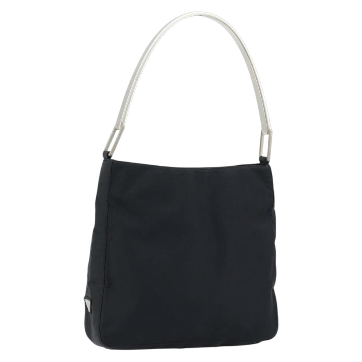 PRADA Shoulder Bag Nylon Black Silver Auth gh1829