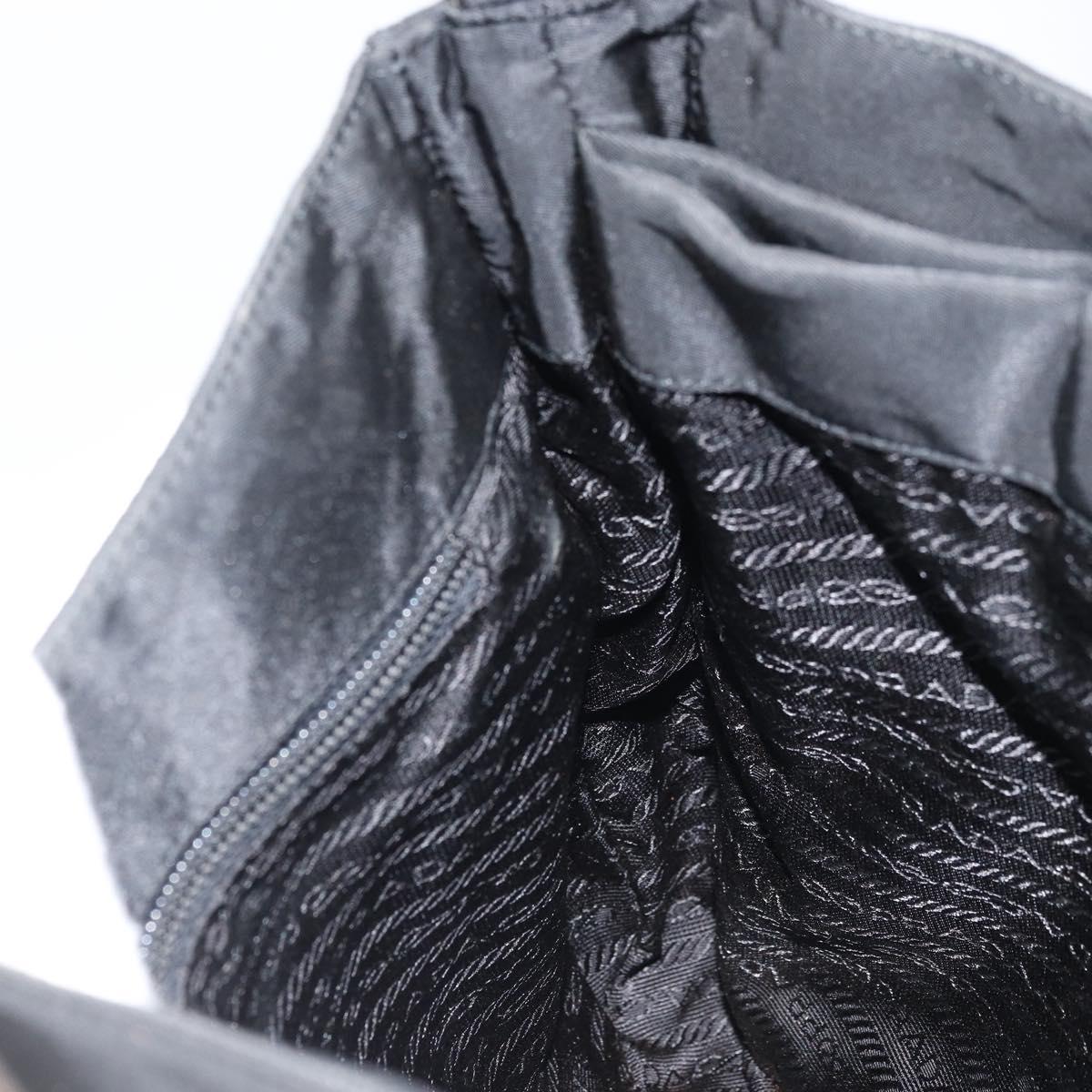 PRADA Shoulder Bag Nylon Black Silver Auth gh1829