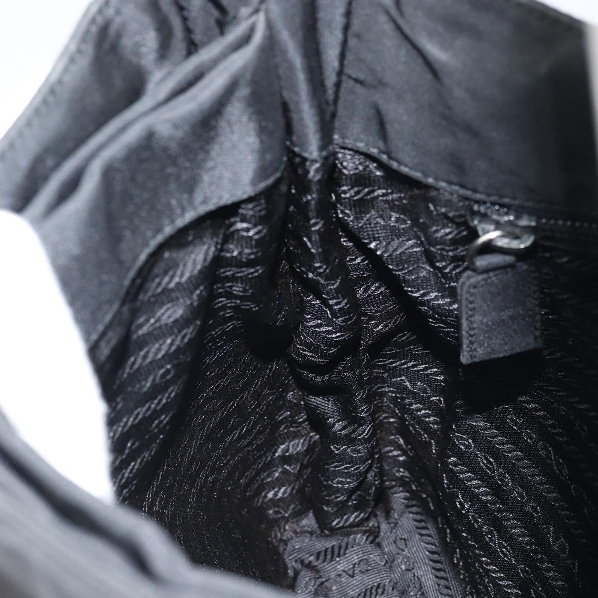 PRADA Shoulder Bag Nylon Black Silver Auth gh1829