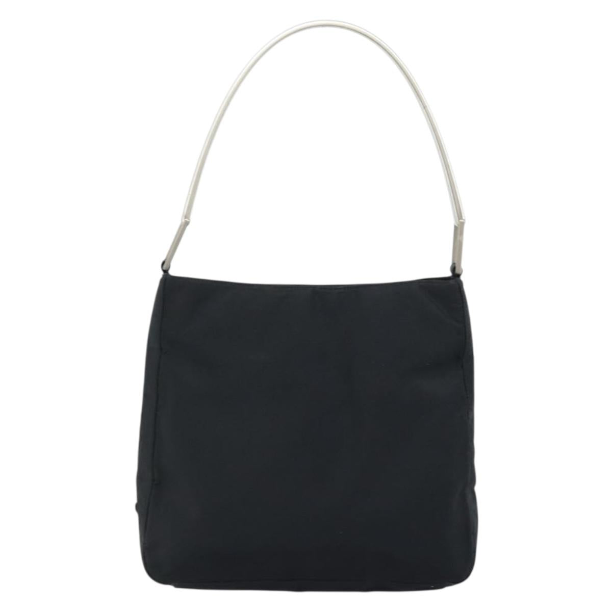 PRADA Shoulder Bag Nylon Black Silver Auth gh1829