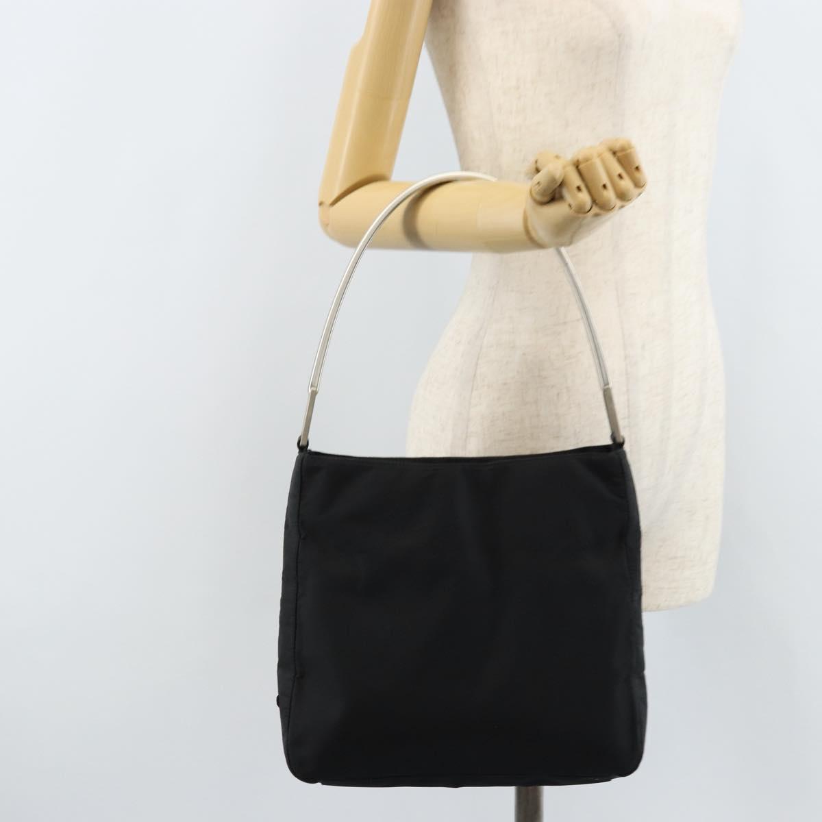 PRADA Shoulder Bag Nylon Black Silver Auth gh1829