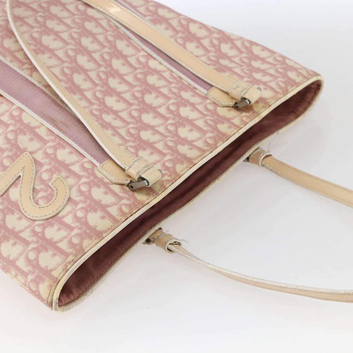 Christian Dior Trotter Canvas Tote Bag PVC Pink Silver Auth gh1833