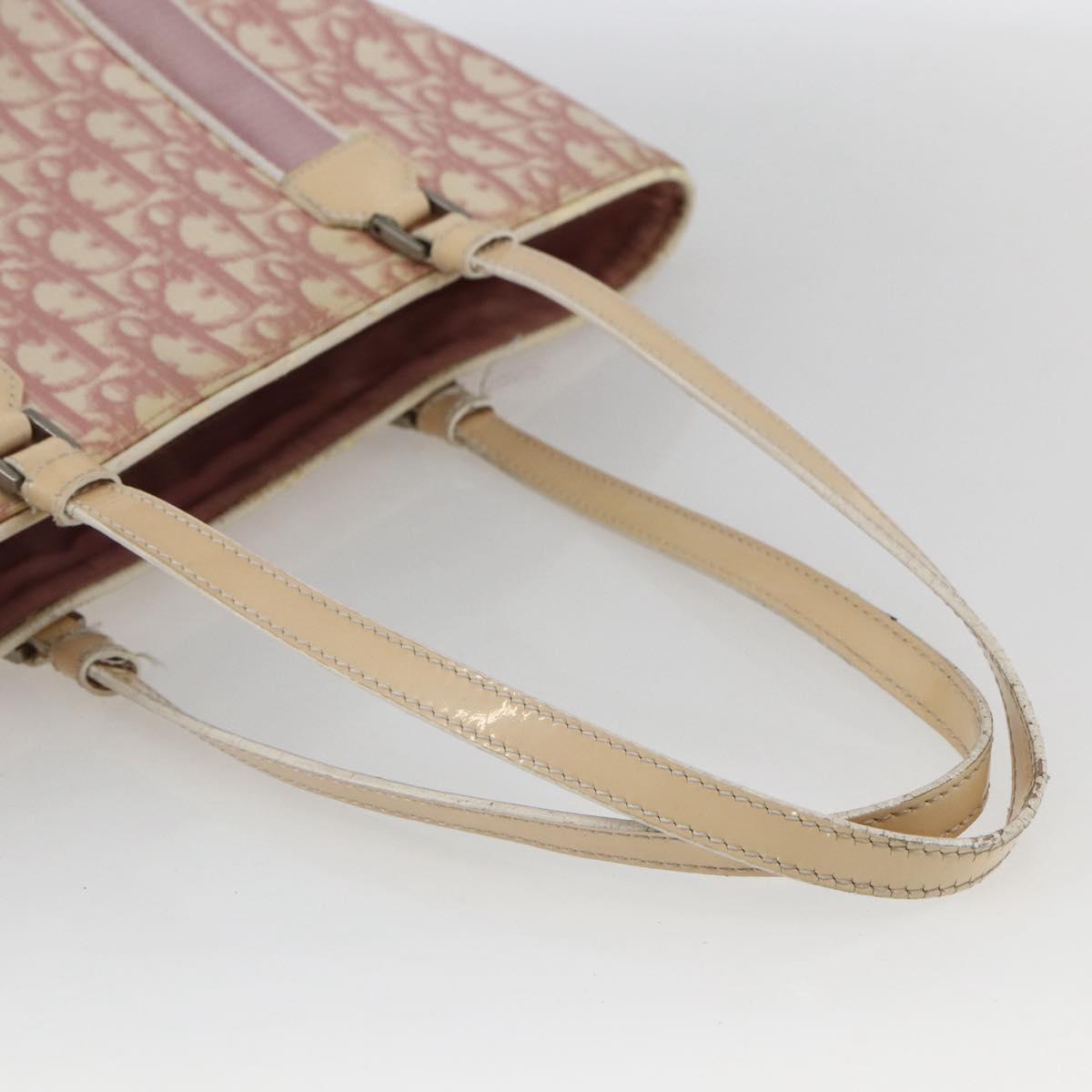 Christian Dior Trotter Canvas Tote Bag PVC Pink Silver Auth gh1833